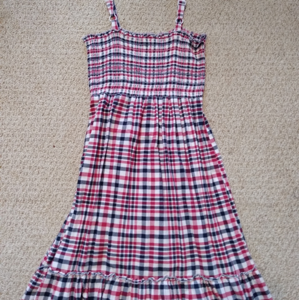 Faded Glory red white and blue plaid sundress